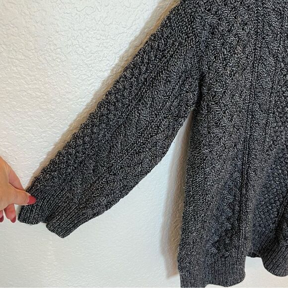 Trina Turk Merino Wool Cable Knit 3/4 Sleeve Sweater in Dark Grey size P (small) - Picture 6 of 9